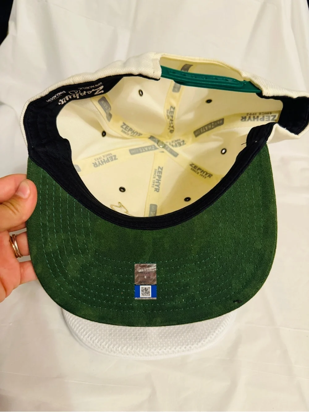 USF Bulls Zephyr Snapback Hat Cream Green Camo Brim South Florida NCAA Cap